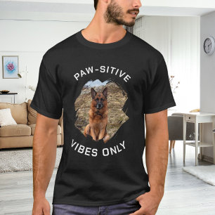 T-shirt Photo de chien vibes positives uniquement noir