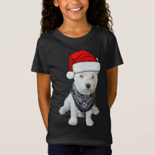 T-Shirt Photo de chien Westie mignonne, casquette de Noël
