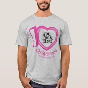 T-shirt Photo de cœur rose J'aime ma petite amie