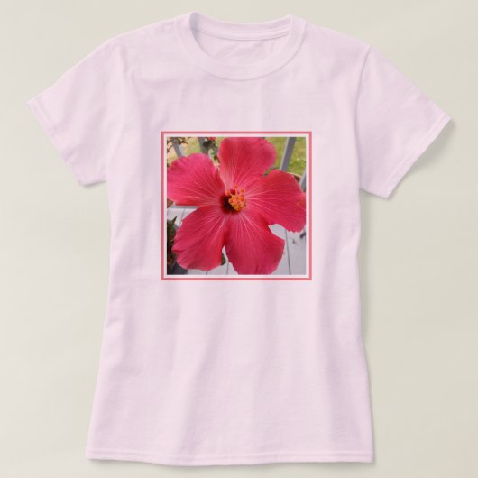 T-shirt Photo de la belle fleur d'Hibiscus rose (Design devant)