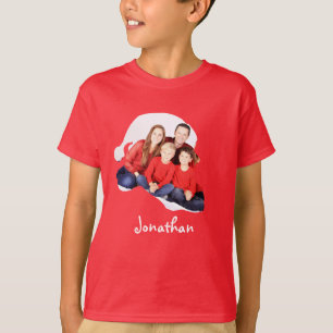 T-shirt Photo de la forme de chapeau de Père Noël Famille