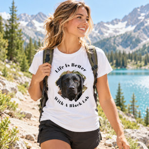 T-shirt Photo de Labrador noir La vie est meilleure femmes