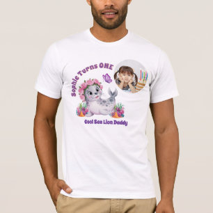 T-shirt Photo de lion de mer floral coloré mignon pour l'a