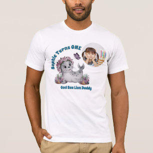 T-shirt Photo de lion de mer floral coloré mignon pour l'a