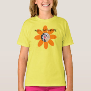 T-shirt Photo de mignon Chien en Fleurs d'Orange