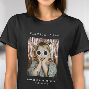 T-shirt Photo de naissance personnalisé rétro vintage
