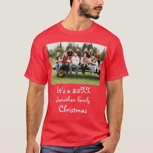 T-shirt Photo de Noël de la famille moderne personnalisée (Devant)