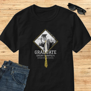 T-shirt Photo de remise de diplôme élégant noir et blanc N