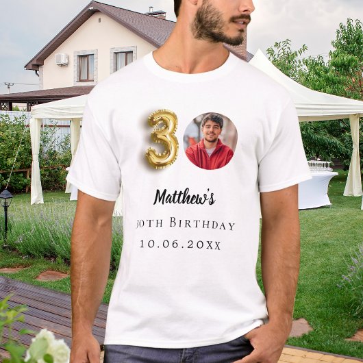 T-shirt photo d'or de 30e anniversaire