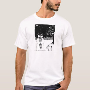 T-shirt photo en noir et blanc de Noël de bonhomme de nei
