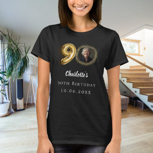 T-shirt photo en or noir 90e anniversaire