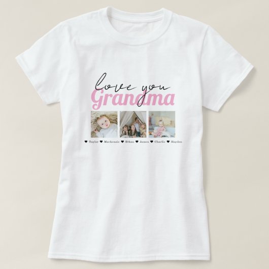 T-shirt Photo et texte Grandma personnalisée (Design devant)