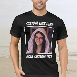 T-shirt Photo et texte personnalisés ou nom avec bordure b