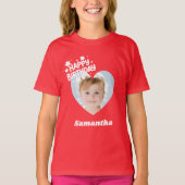 T-shirt Photo heart name birthday girl red (Devant)