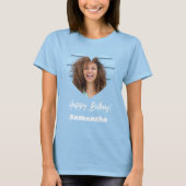 T-shirt Photo heart name birthday woman blue (Devant)