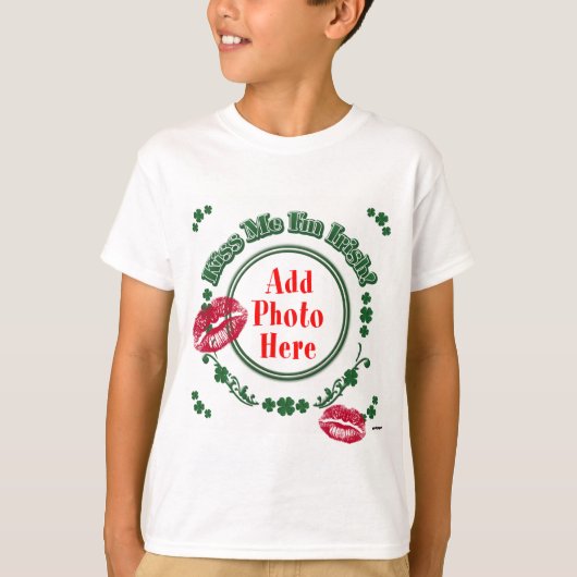 T-shirt PHOTO Kiss Me I m Irish - Green Circle Kiss Mark (Devant)