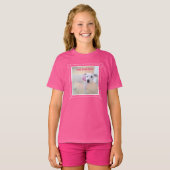 T-shirt Photo mignonne blanc chiot visage rose (Devant entier)
