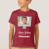 T-shirt Photo name birthday boy red (Devant)