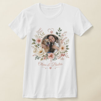 T-shirt Photo personnalisé et nom floral pour amateur de a