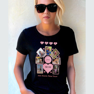 T-shirt Photo personnalisée LOVE you MOM with Hearts Black