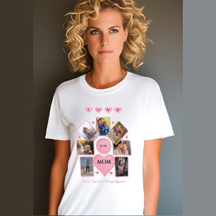 T-shirt Photo personnalisée LOVE you MOM with Hearts White