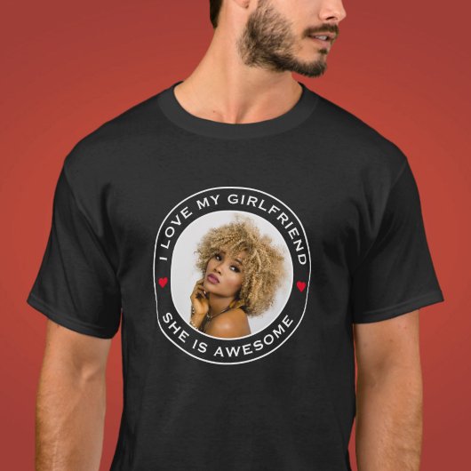 T-shirt Photo Texte Coeur J'Aime Mon Awesome Petite Amie