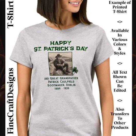 T-shirt Photo texte personnalisé, Irish Roots St Patrick’s