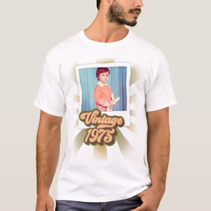 T-shirt Photo vintage rayé 1975 50e anniversaire