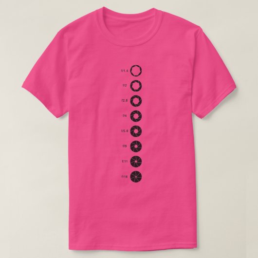 T-shirt Photographe d'ouverture Fstop design vertical noir (Design devant)