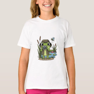 T-shirt Photographe Grenouille au Étang avec Appareil Phot