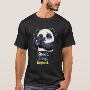 T-shirt Photographe Panda Amusant Tire Sommeil Répète