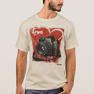 T-shirt Photographie d'amour vintage Appareil photo et cœu