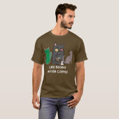 T-Shirt photos de chat pour amateurs de café brun (Devant entier)