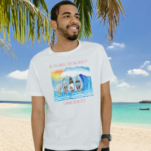 T-shirt Photos de famille Vacances d'été Surfant Plage