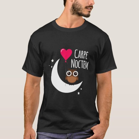 T-shirt Phrase latine Carpe Noctem Moon Stars Owl Carpe No (Devant)