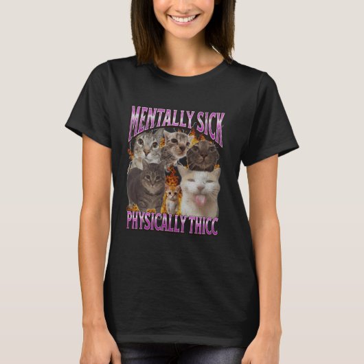 T-shirt Physically Thicc Funny Cat Meme Bootleg Graphic (Devant)
