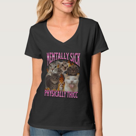T-shirt Physically Thicc Funny Cat Meme Bootleg Graphic (Devant)