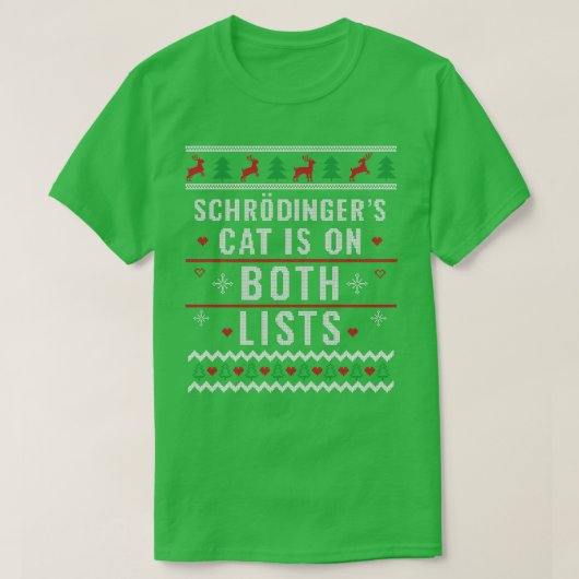 T-shirt Physicist Ugly Christmas Schroedingingers Chat Xma (Design devant)