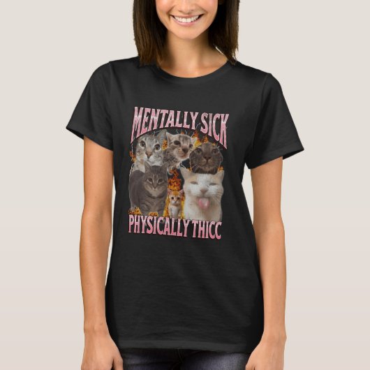 T-shirt Physique Thicc Funny Chat Mème Bootleg Graphic (Devant)