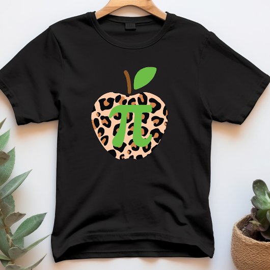 T-shirt Pi Day Apple Leopard Math Geek Green Enseignant