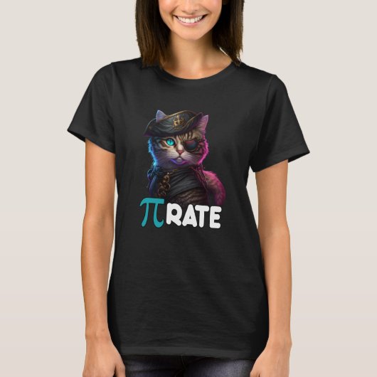 T-shirt Pi Day Pirate Cat Math Science Teacher Pi Rate 3 1 (Devant)