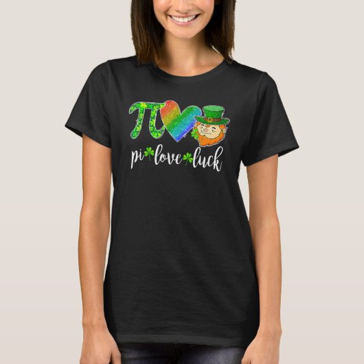 T-shirt Pi Love Luck Math Enseignant Leprechaun St patrick (Devant)