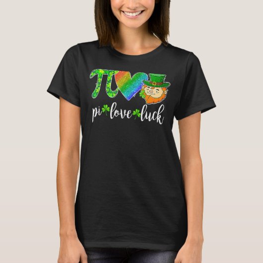 T-shirt Pi Love Luck Math Enseignant Leprechaun St patrick (Devant)