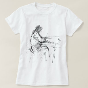 T-shirt Pianiste Abstrait Minimaliste Jouant du Piano – Él