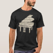 T-shirt Piano à Queue et Notes de Musique Unisexe (Devant)