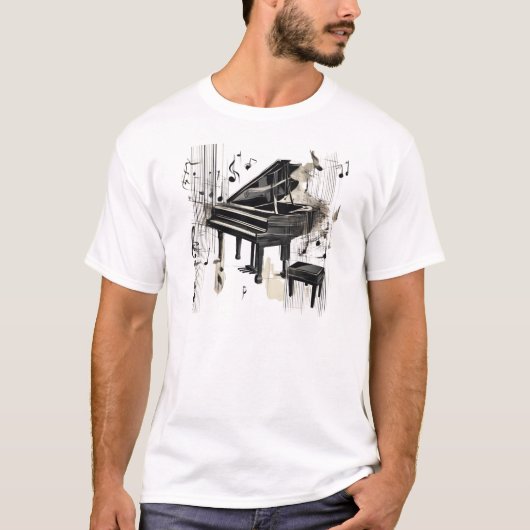 T-shirt Piano Art Abstrait (Devant)