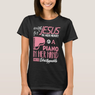 T-shirt Piano Avec Jésus Dans Son Coeur Pianiste Femmes Fi