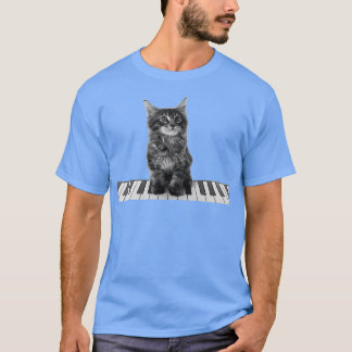 T-shirt Piano chat chatte Pianiste Lecteur Clavier