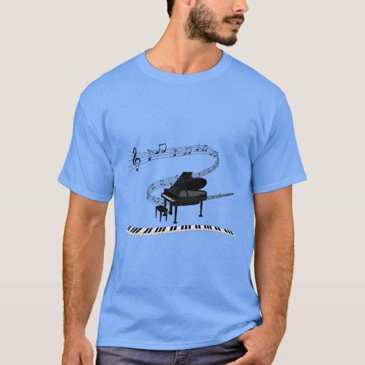 T-shirt Piano, clavier et notes musicales (Devant)