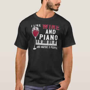 T-shirt Piano Enseignant Pianiste Clavier Vin Vintage J'Ai